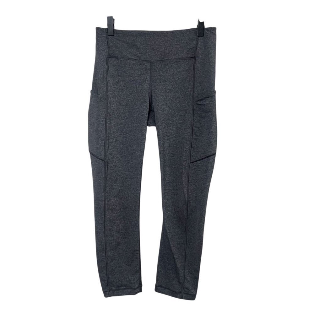 Lululemon Speed Up Crop 21" Leggings Size 4 Heathered Black Luxtreme W6AK6
